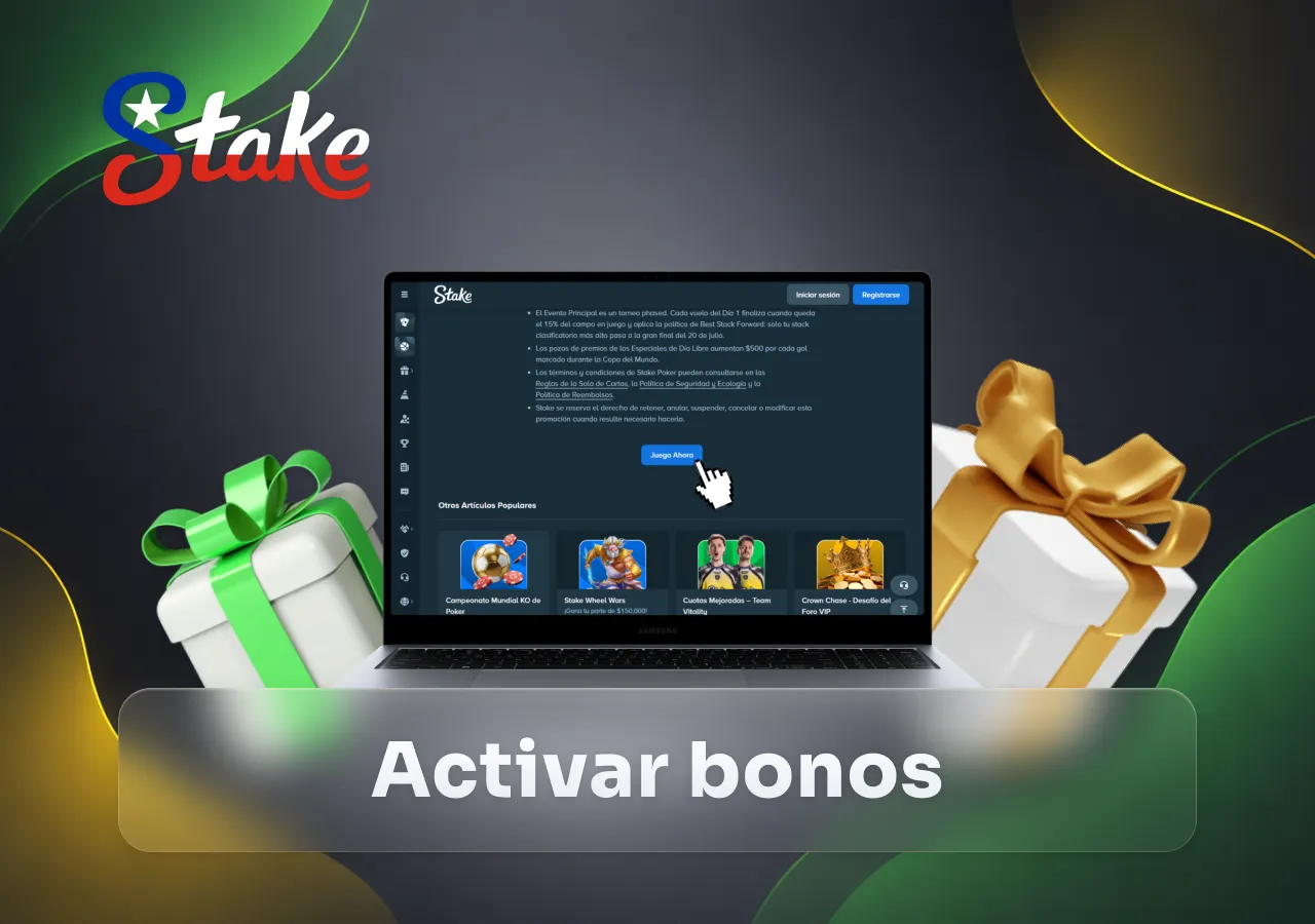 Proceso para activar un Stake bono