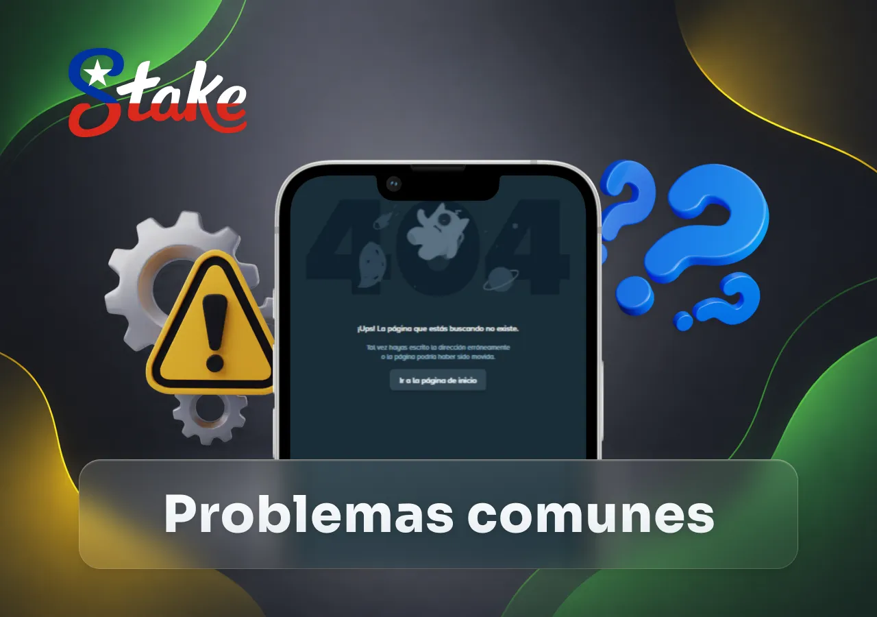 Página de error y soluciones para problemas frecuentes al usar Stake Casino desde móvil.
